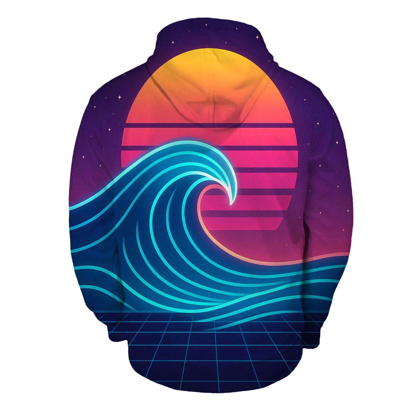 Cosmic Neon Rollerwave graphic hoodies