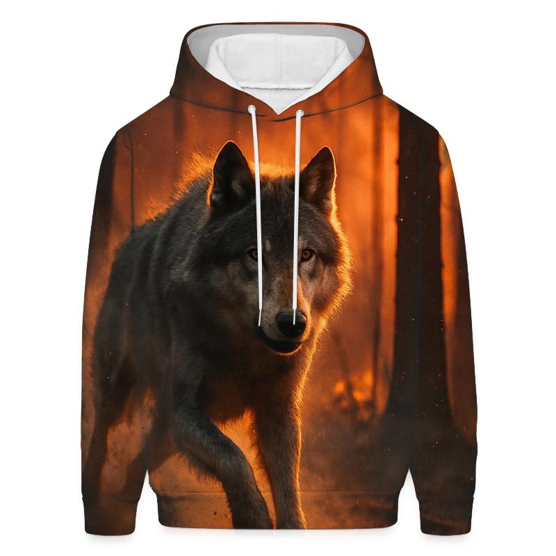 Fireline Escape Forest Wolf At Dusk printed hoodies