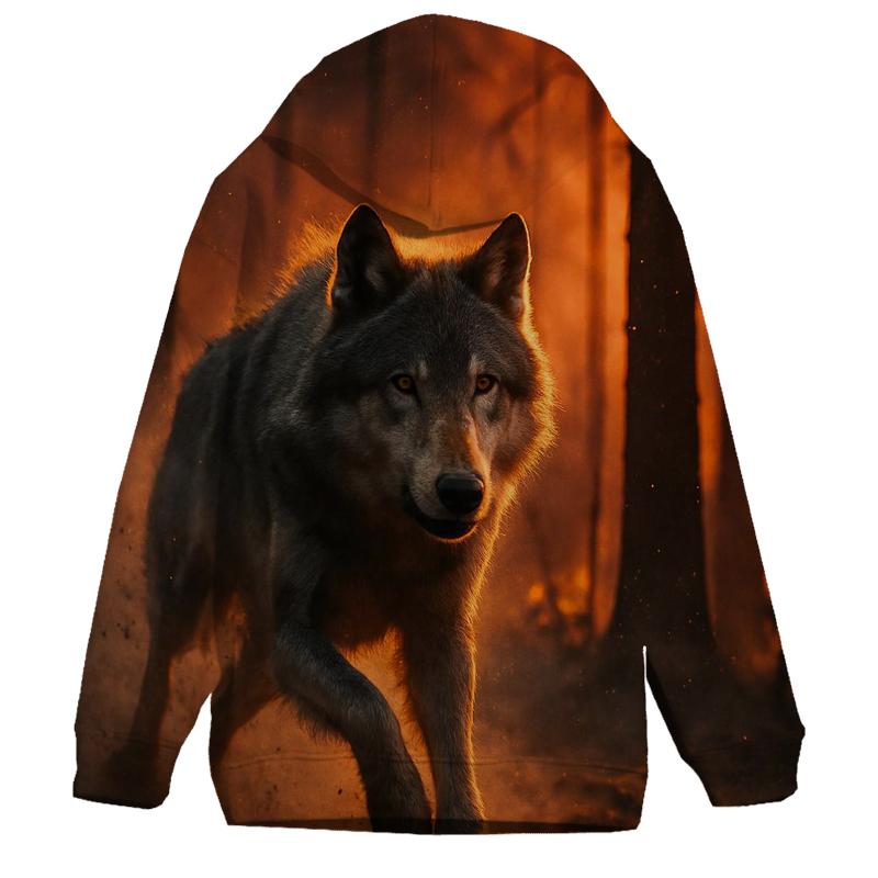 Fireline Escape Forest Wolf At Dusk printed hoodies