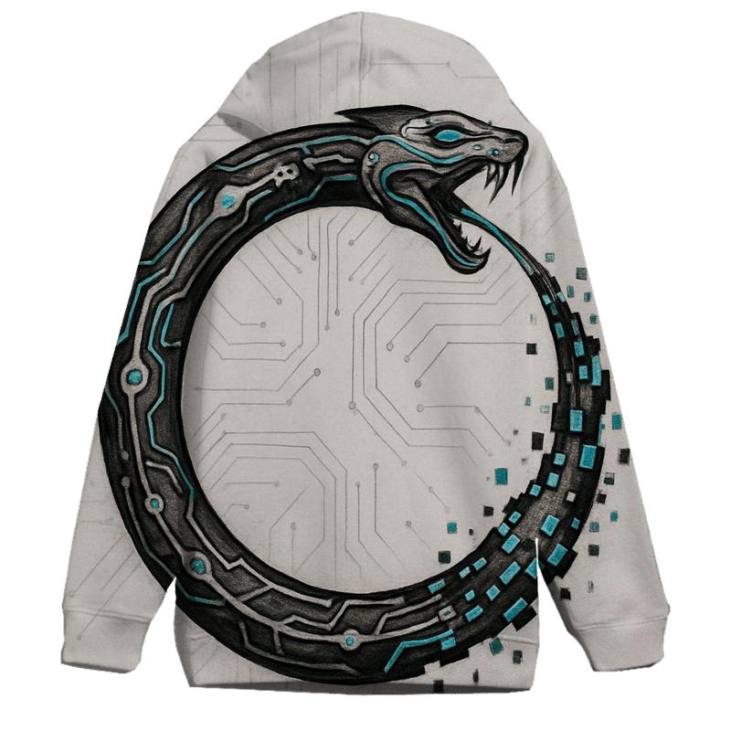 Digital Glitch Ouroboros Circuit custom hoodies