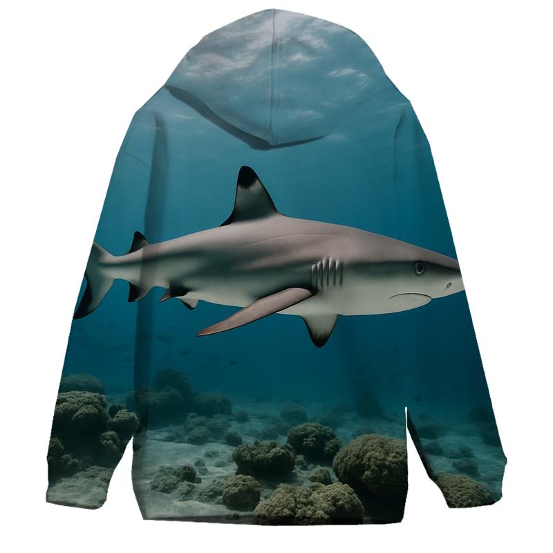 Coral Shelf Patrol Reef Shark graphic hoodies