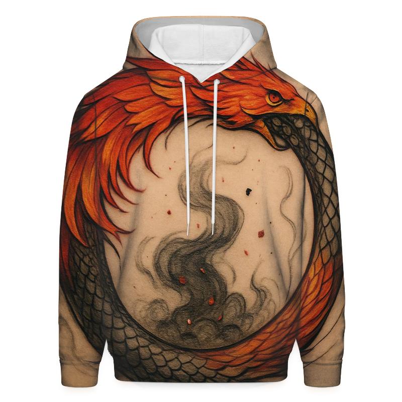 Phoenix Feather Ouroboros Ring premium hoodies