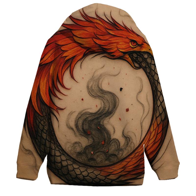 Phoenix Feather Ouroboros Ring premium hoodies