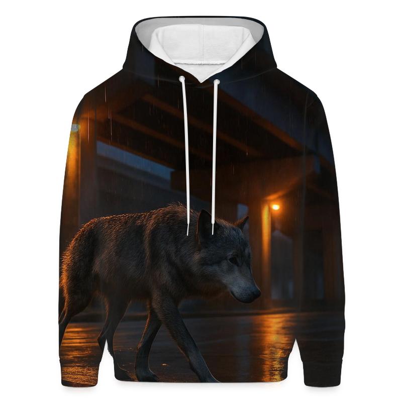 Rain Slick Highway Overpass Wolf heavyweight hoodies