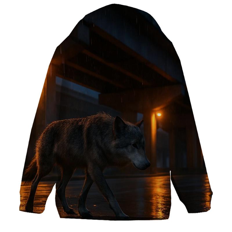 Rain Slick Highway Overpass Wolf heavyweight hoodies