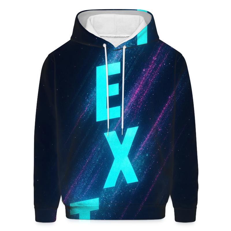 Astral Typographic Cascade designer hoodies