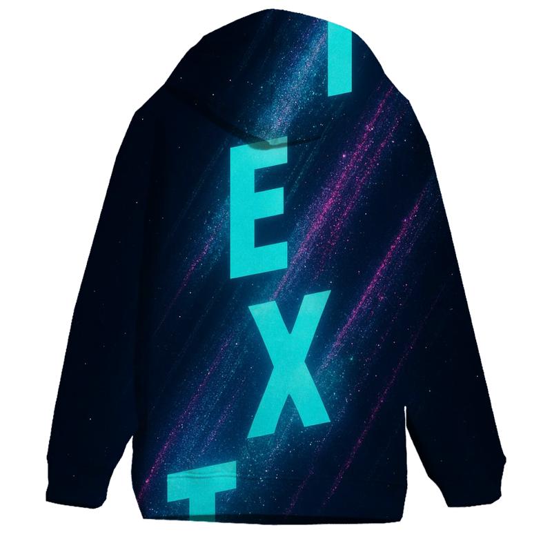 Astral Typographic Cascade designer hoodies