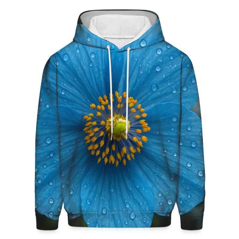 Water Droplets On Himalayan Blue Poppy hoodies fashion