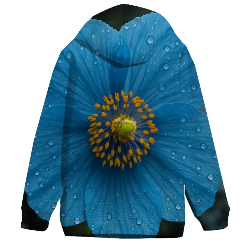 Water Droplets On Himalayan Blue Poppy hoodies fashion