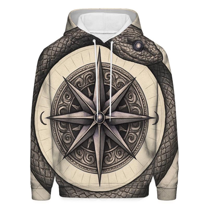 Astral Serpent Ouroboros Compass heavyweight hoodies
