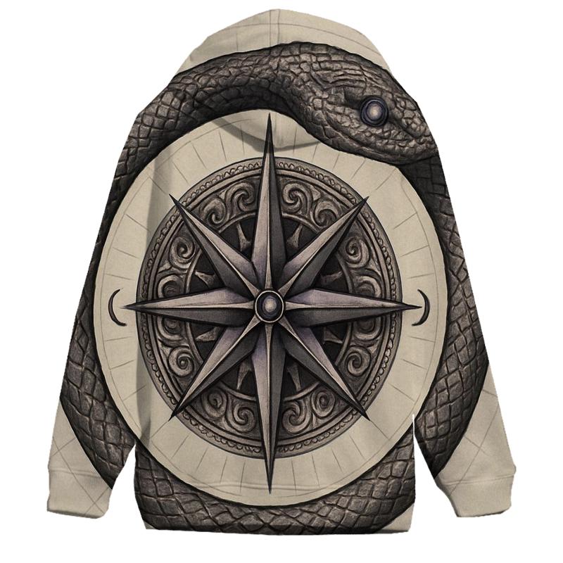 Astral Serpent Ouroboros Compass heavyweight hoodies