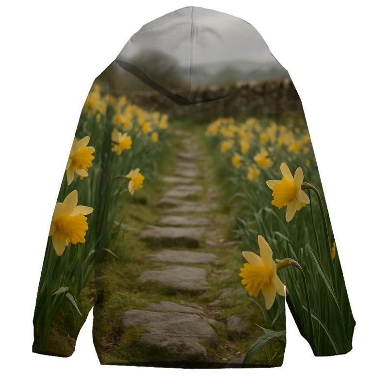 Wild Daffodils Along Ancient Stone Path hoodies fashion