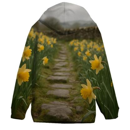 Wild Daffodils Along Ancient Stone Path hoodies fashion
