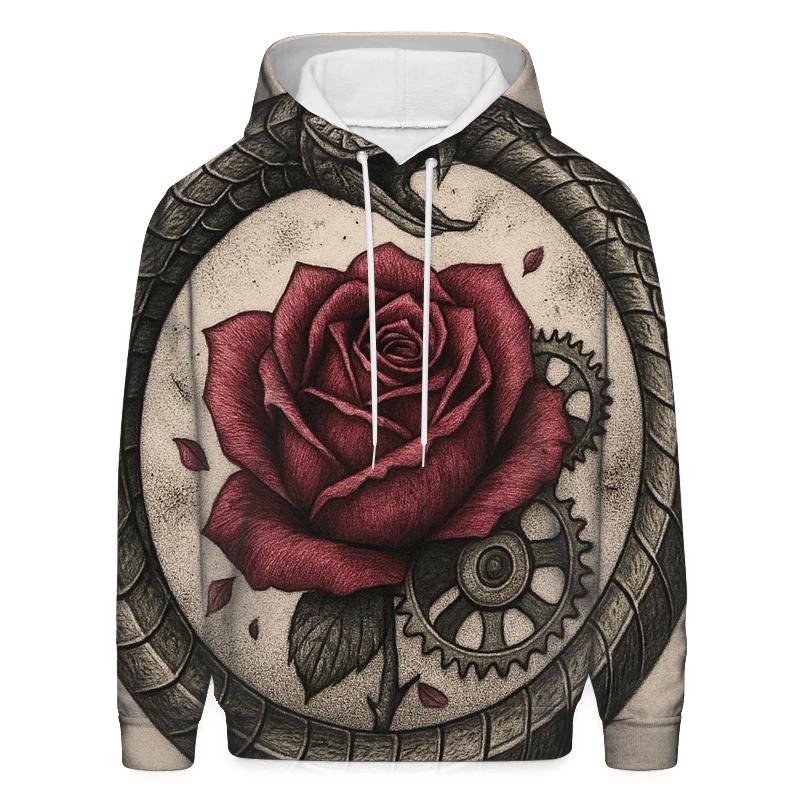 Mechanical Rose Ouroboros Bloom embroidered hoodies