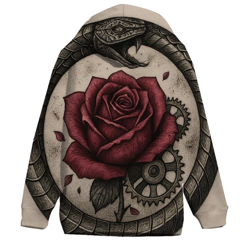 Mechanical Rose Ouroboros Bloom embroidered hoodies