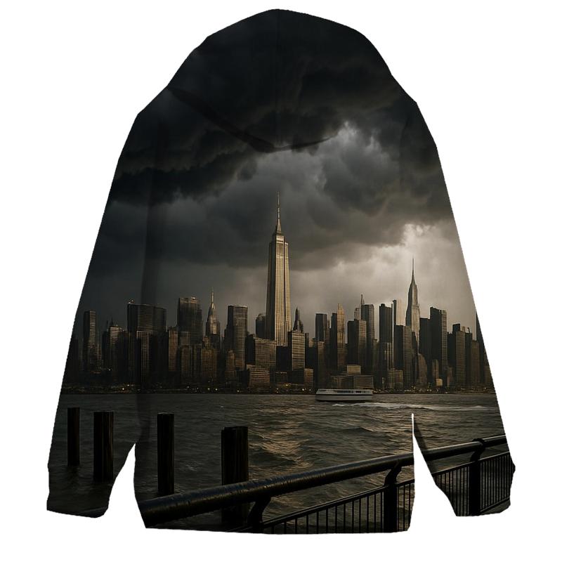 Storm Front Over Midtown From New Jersey zip-up hoodies