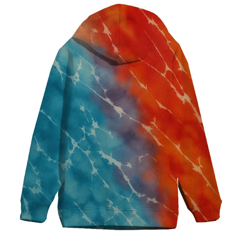 Fire And Ice Diagonal Crumple printed hoodies