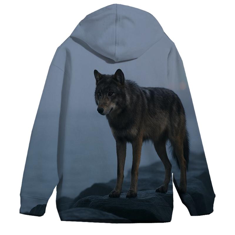 Foggy Harbor Breakwater Coastal Wolf pullover hoodies