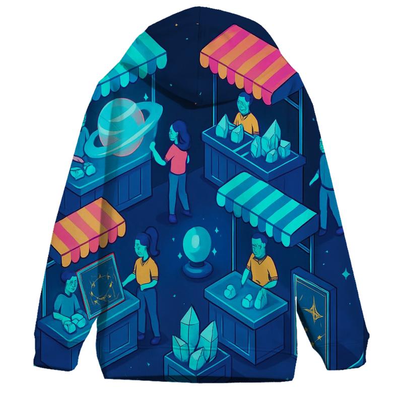 Holographic Space Market Illustration embroidered hoodies