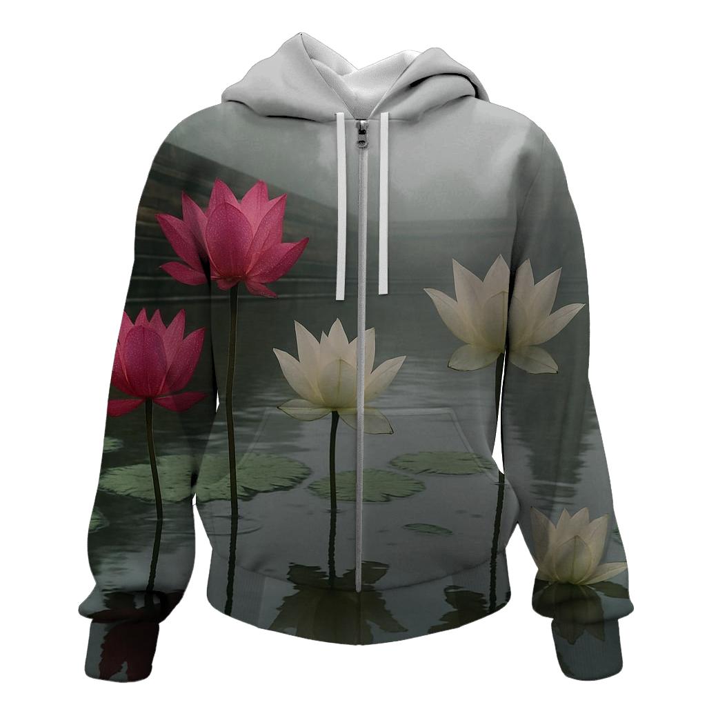 Lotus Reflections At Monsoon Temple Pond lightweight hoodies