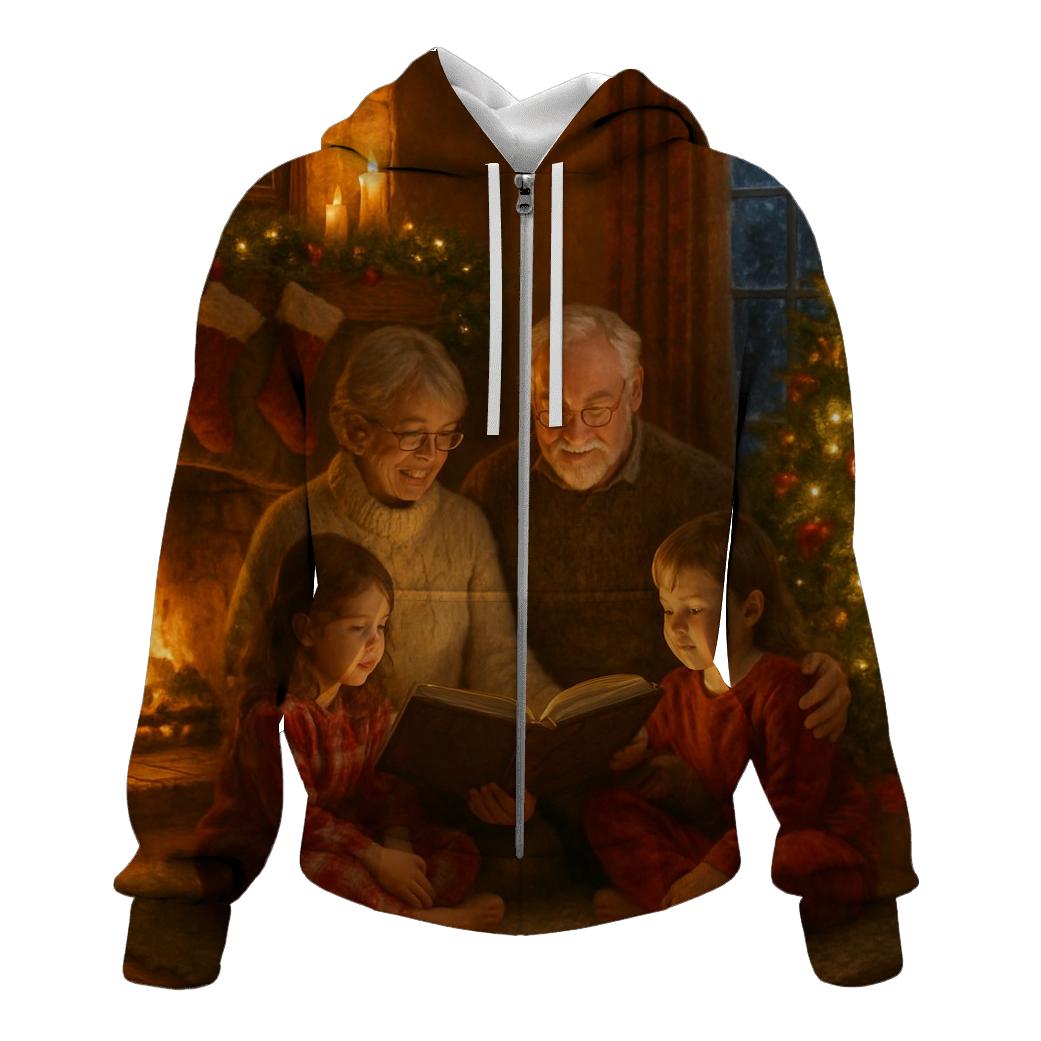 Fireside Christmas Eve Storytime heavyweight hoodies
