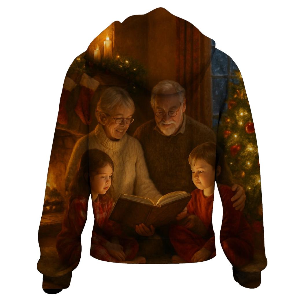 Fireside Christmas Eve Storytime heavyweight hoodies
