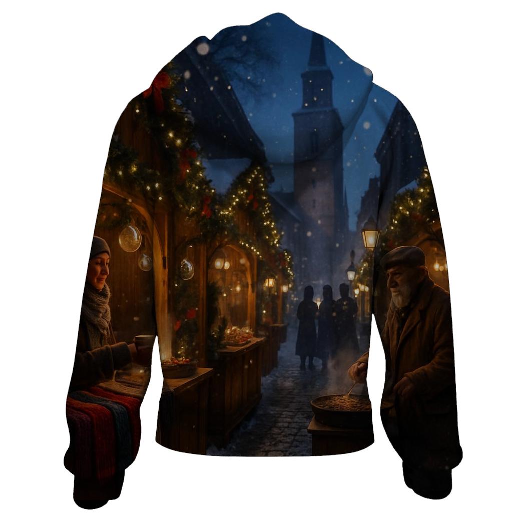 Snowy Village Christmas Market Lane hoodie designs
