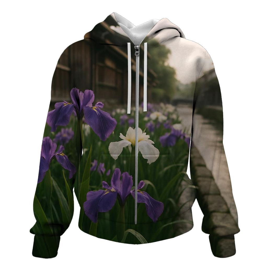 Iris Field Beside Old Japanese Canal custom hoodies
