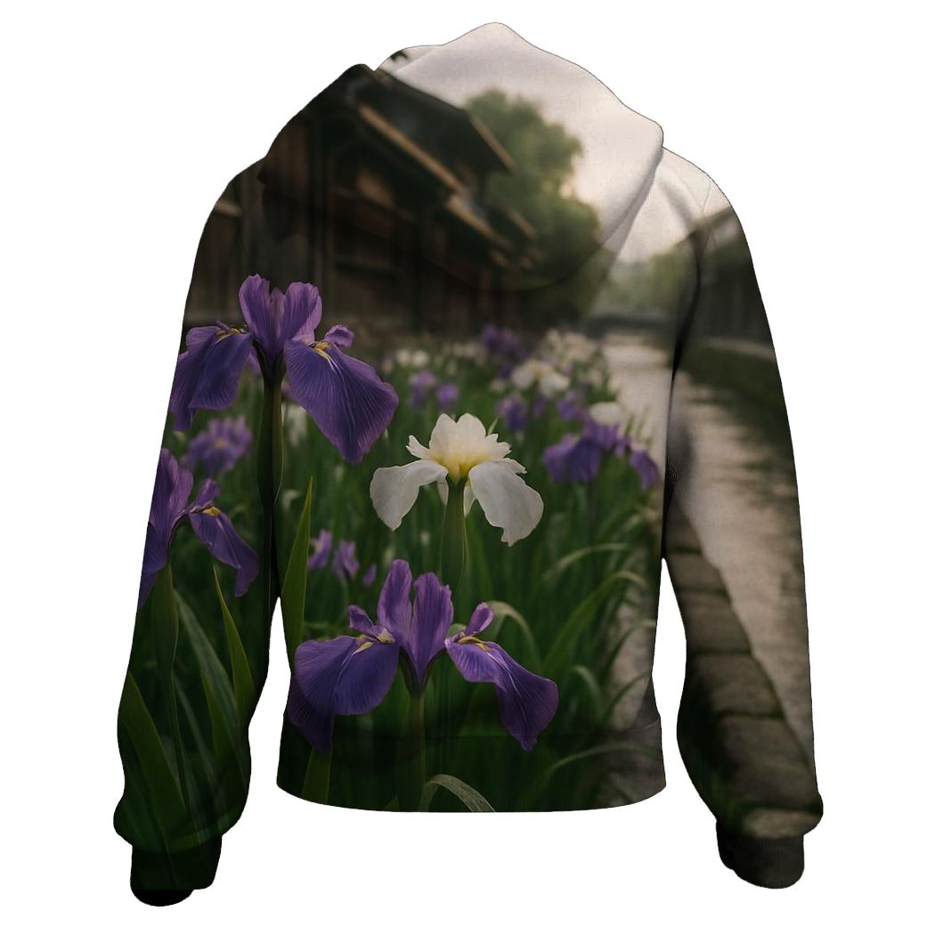 Iris Field Beside Old Japanese Canal custom hoodies