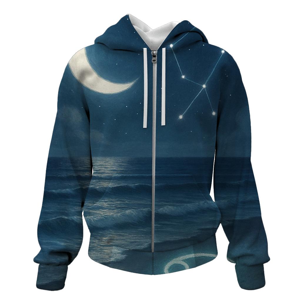 Gentle Cancer Moonlit Tides graphic hoodies