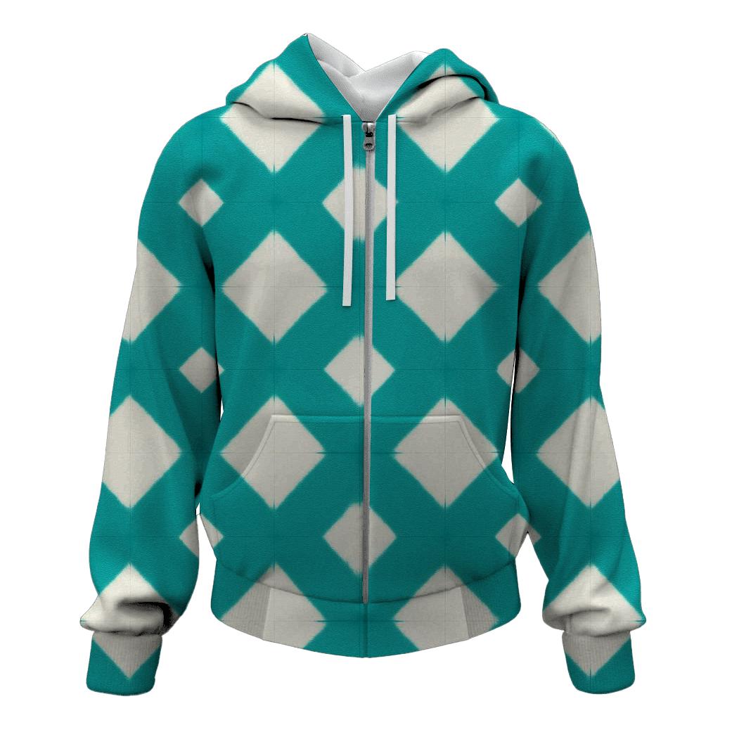 Teal Itajime Diamond Window Grid hoodies fashion