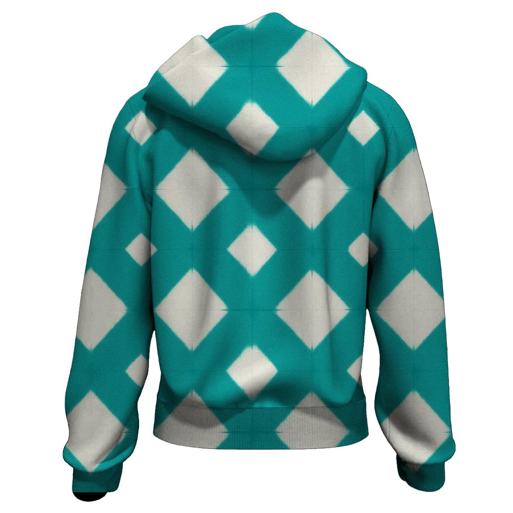 Teal Itajime Diamond Window Grid hoodies fashion
