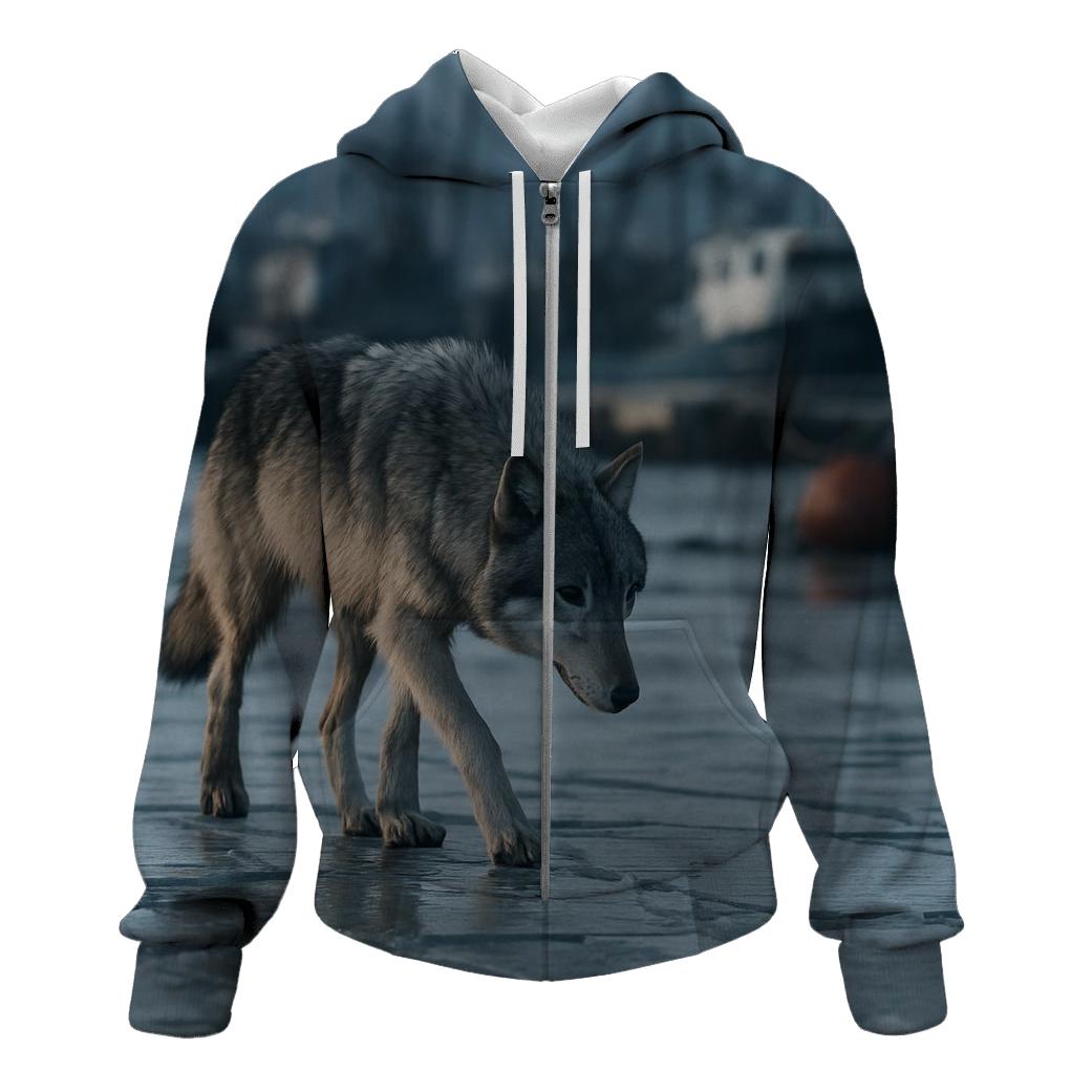 Harbor Ice Floe Coastal Wolf Patrol lightweight hoodies