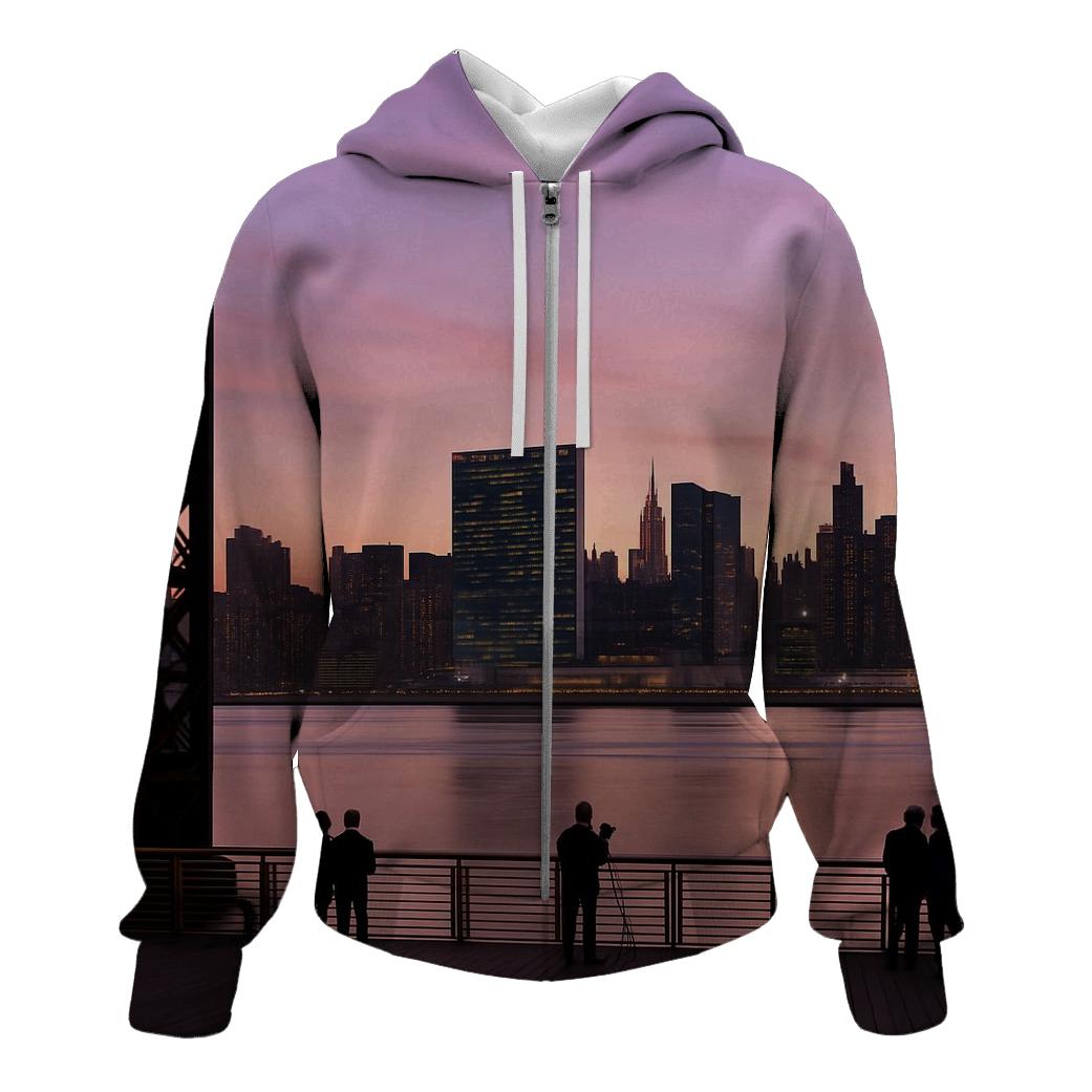 Long Island City Gantry Dusk Panorama heavyweight hoodies
