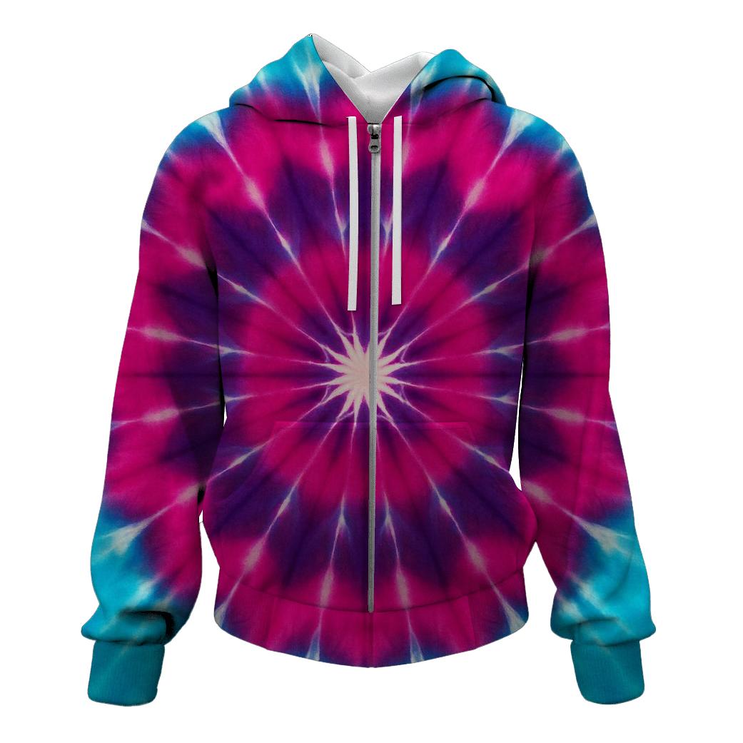 Magenta Cyan Mandala Sunwheel graphic hoodies