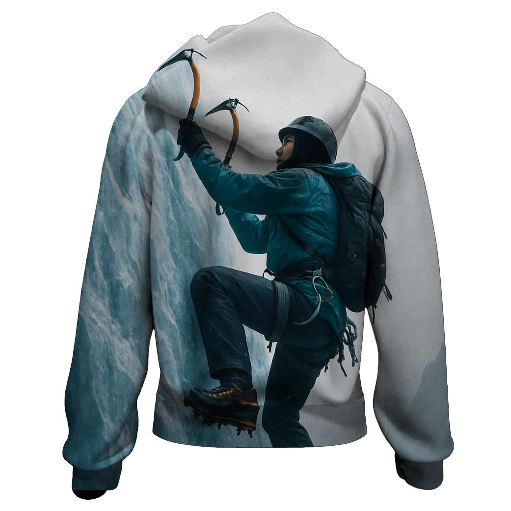 Ice Climbing Frozen Ascent printed hoodies