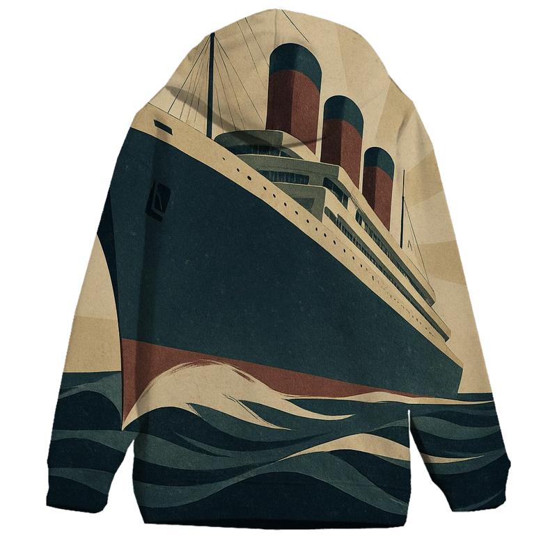 Art Deco Ocean Liner Cruise Advertisement embroidered hoodies