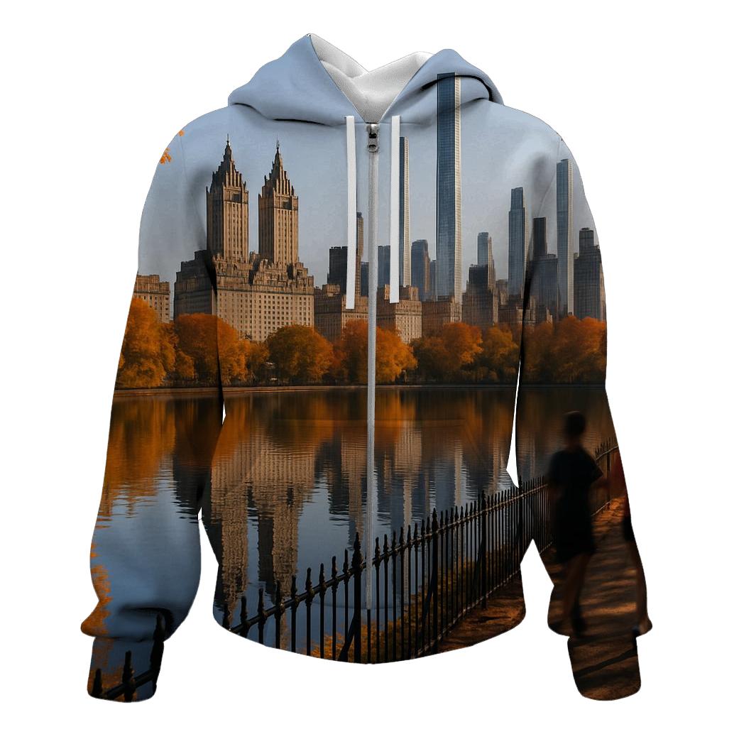 Classic Midtown Skyline From Central Park Reservoir pullover hoodies