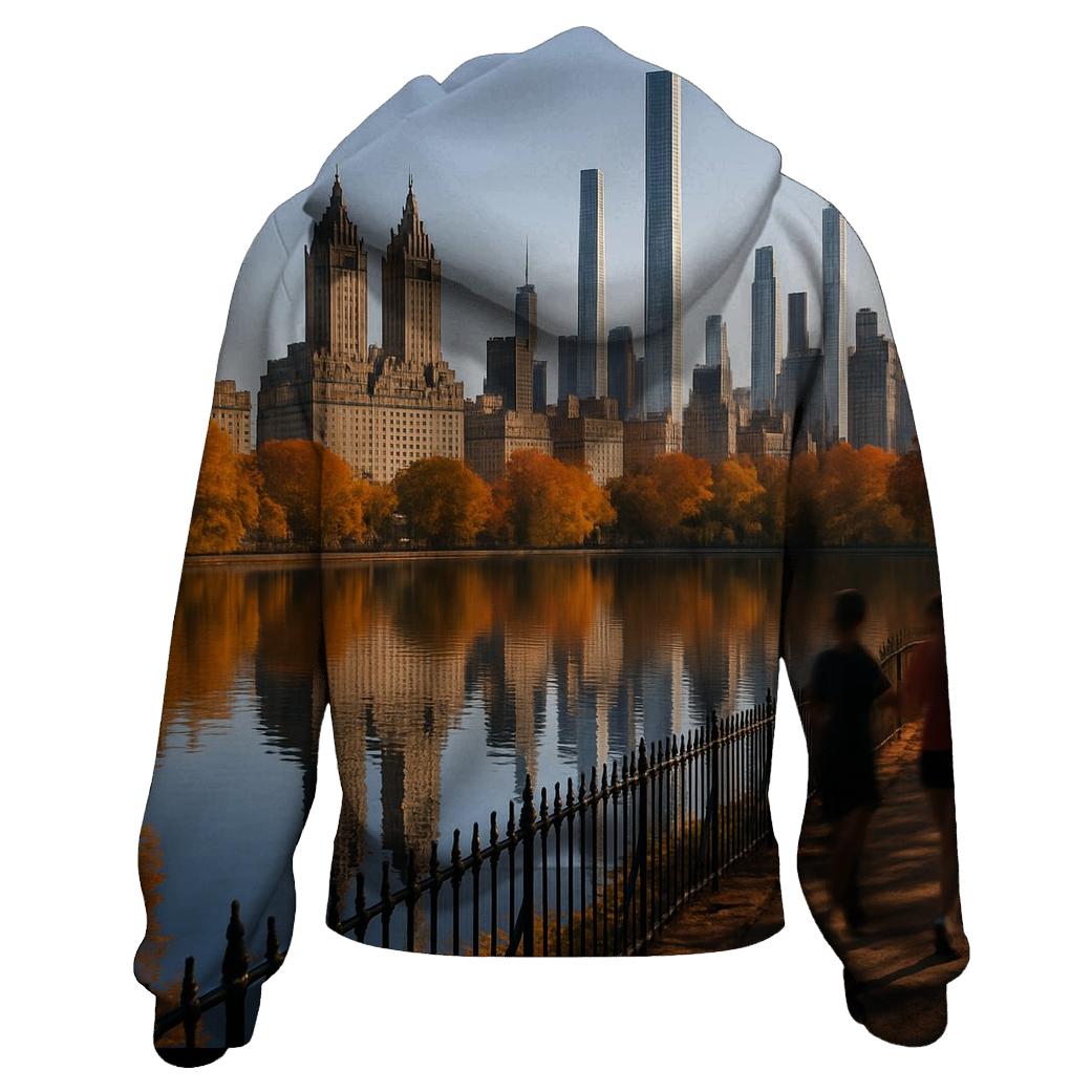 Classic Midtown Skyline From Central Park Reservoir pullover hoodies