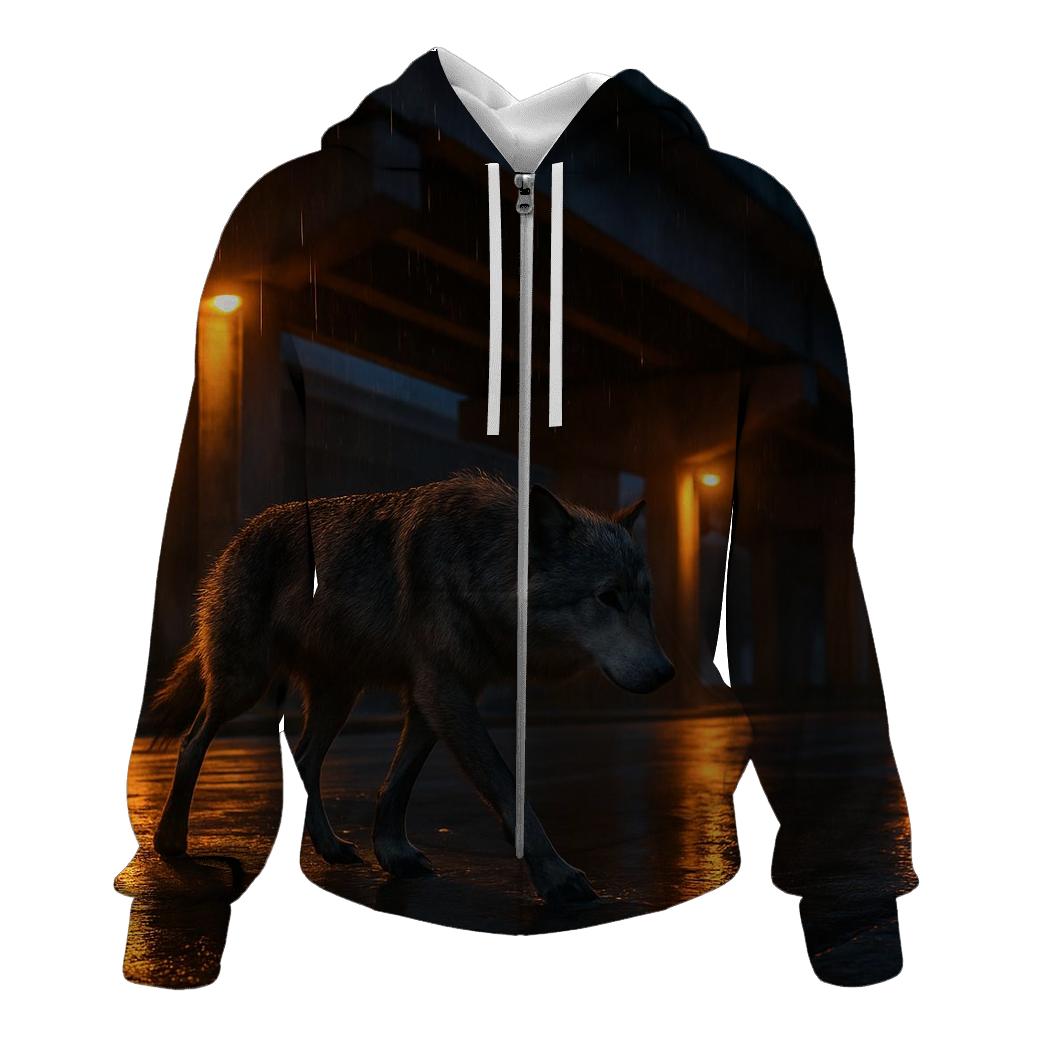 Rain Slick Highway Overpass Wolf custom hoodies