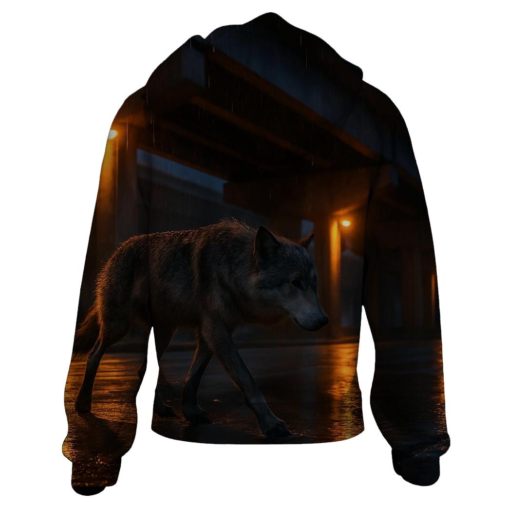 Rain Slick Highway Overpass Wolf custom hoodies