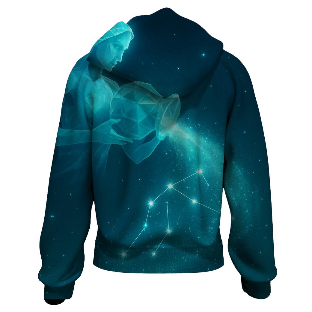 Aquarius Crystal Wave Stardust zip-up hoodies
