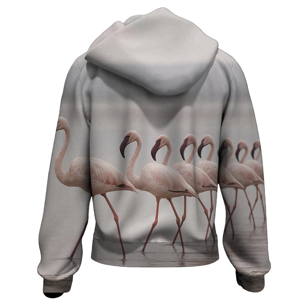 Salt Pan Procession Flamingos printed hoodies