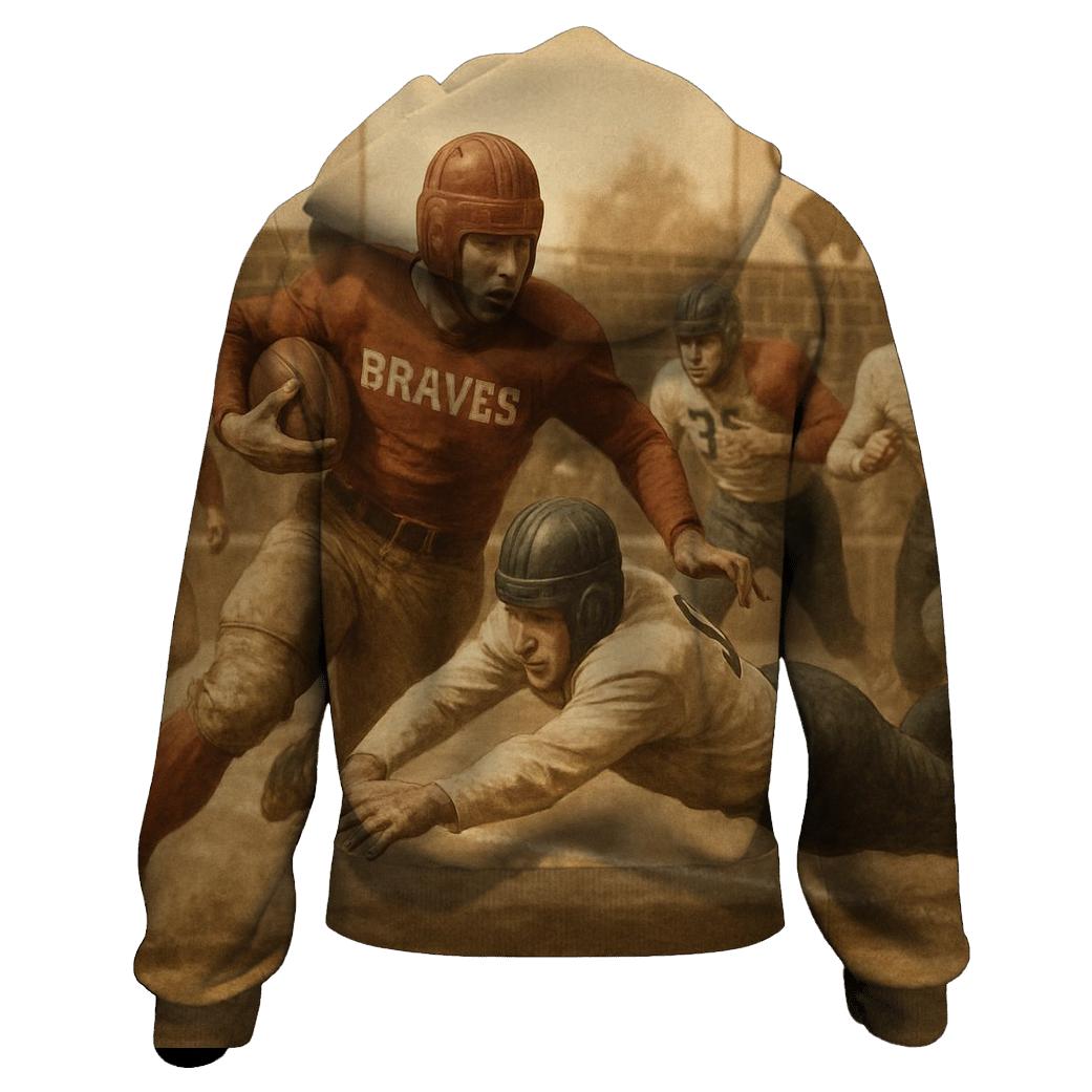 Retro Gridiron In Sepia Rivalry zip-up hoodies