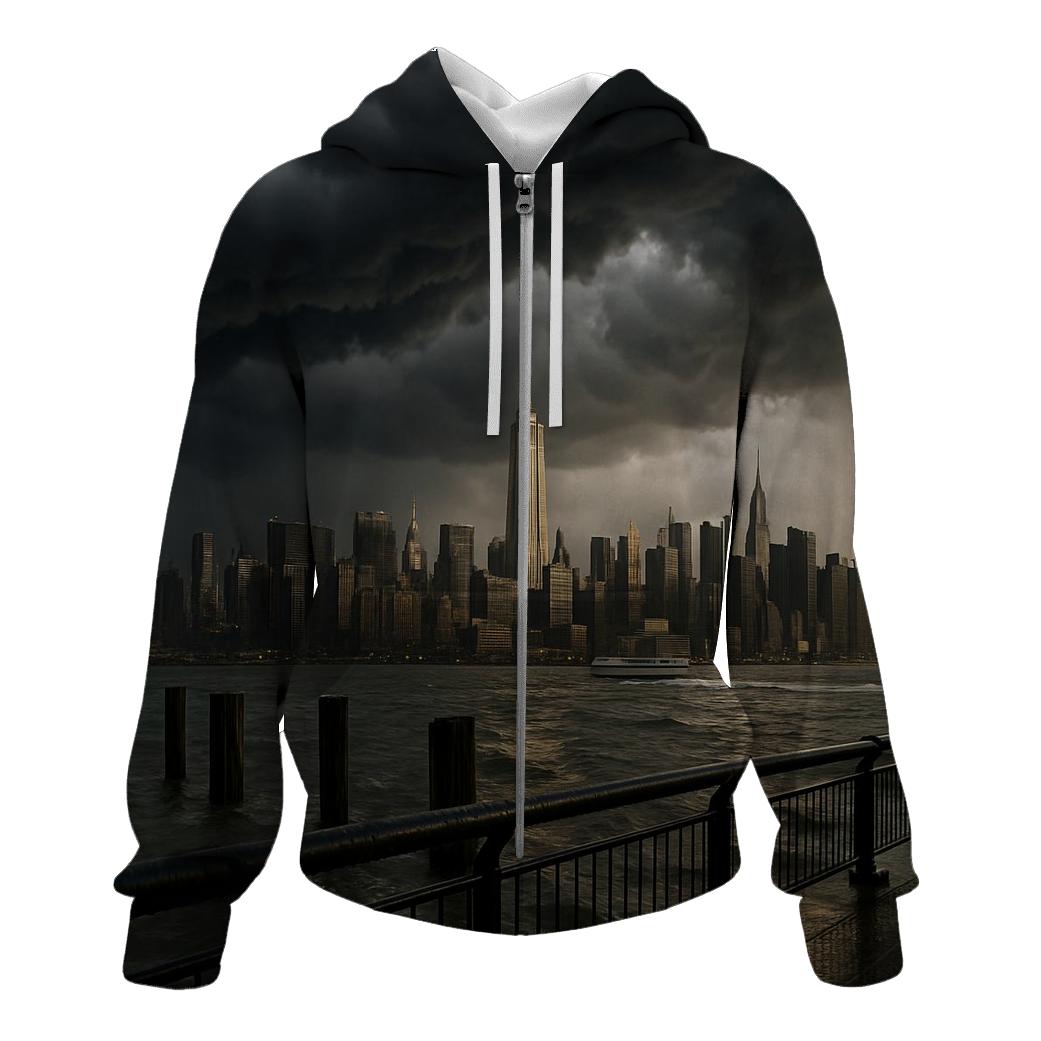 Storm Front Over Midtown From New Jersey graphic hoodies
