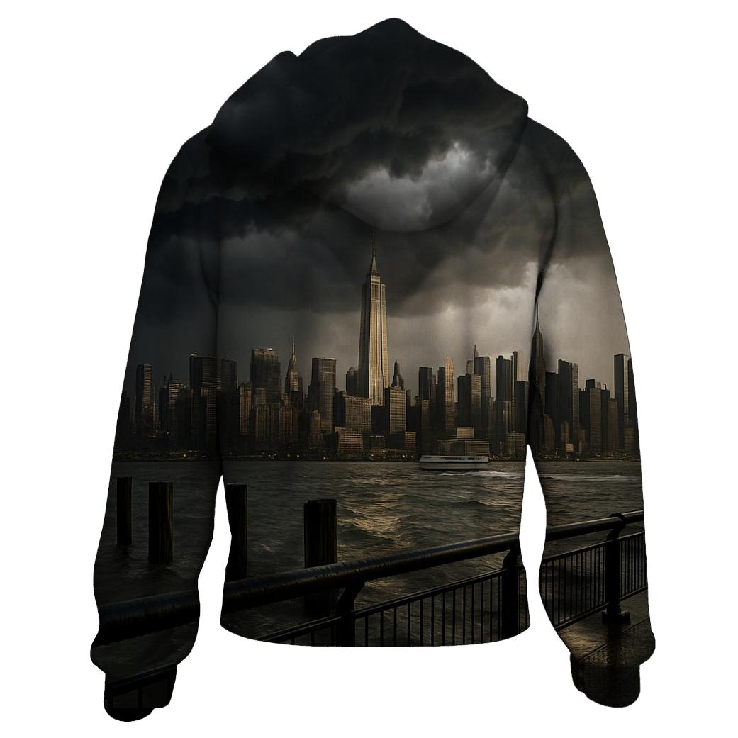 Storm Front Over Midtown From New Jersey graphic hoodies