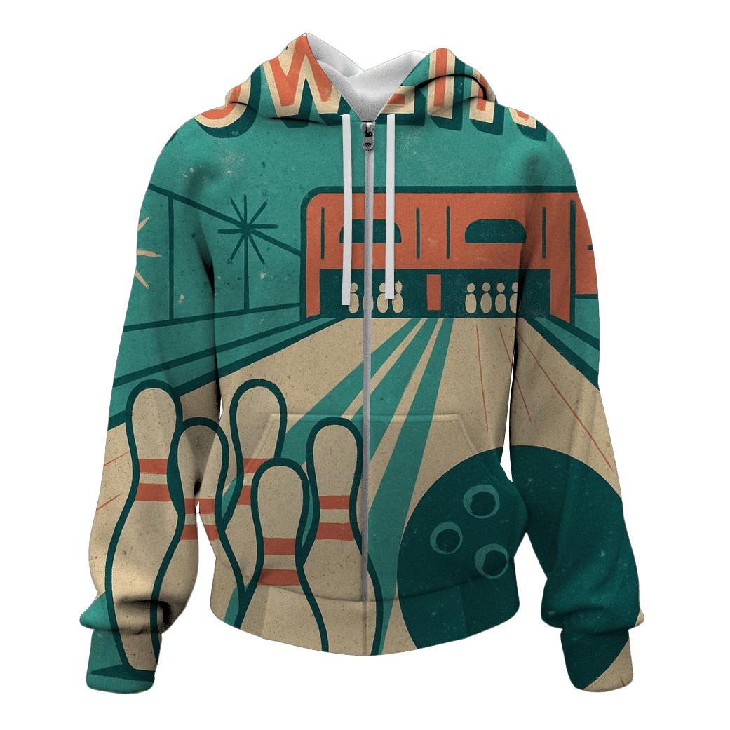 Retro Bowling Alley League Night graphic hoodies