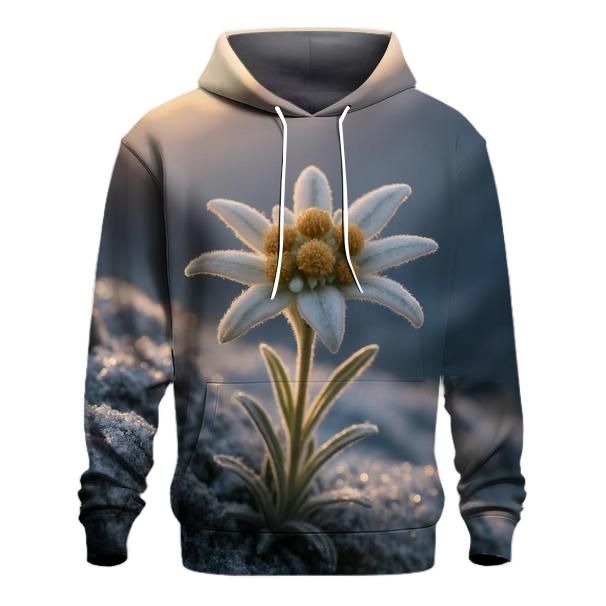 Alpine Edelweiss On Morning Frost heavyweight hoodies
