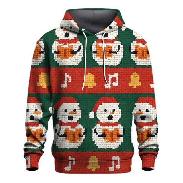 Snowman Caroler Stripe Parade Design designer hoodies