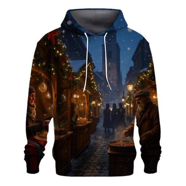 Snowy Village Christmas Market Lane premium hoodies